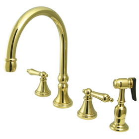 Elements of Design ES2792ALBS 8" Deck Mount Kitchen Faucet with Brass Sprayer, Polished Brass