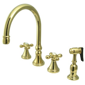 Elements of Design ES2792AXBS 8-Inch Widespread Kitchen Faucet with Brass Sprayer, Polished Brass