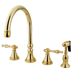 Elements of Design ES2792NLBS 8" Deck Mount Kitchen Faucet with Brass Sprayer, Polished Brass