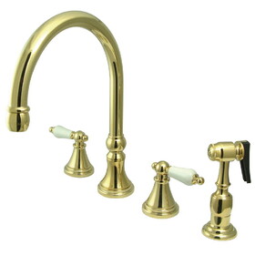 Elements of Design ES2792PLBS 8" Deck Mount Kitchen Faucet with Brass Sprayer, Polished Brass