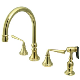 Elements of Design ES2792ZLBS 8-Inch Widespread Kitchen Faucet with Brass Sprayer, Polished Brass