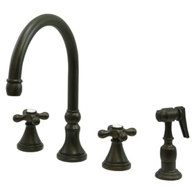 Elements of Design ES2795AXBS 8-Inch Widespread Kitchen Faucet with Brass Sprayer, Oil Rubbed Bronze