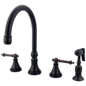 Elements of Design ES2795TLBS 8" Deck Mount Kitchen Faucet with Brass Sprayer, Oil Rubbed Bronze