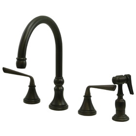 Elements of Design ES2795ZLBS 8-Inch Widespread Kitchen Faucet with Brass Sprayer, Oil Rubbed Bronze