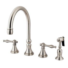 Elements of Design ES2798NLBS 8" Deck Mount Kitchen Faucet with Brass Sprayer, Satin Nickel