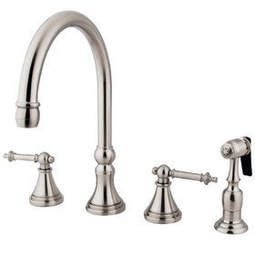 Elements of Design ES2798TLBS 8" Deck Mount Kitchen Faucet with Brass Sprayer, Satin Nickel