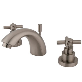 Elements of Design ES2958EX Two Handle 4" to 8" Mini Widespread Lavatory Faucet with Brass Pop-up, Satin Nickel