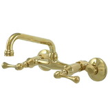 Elements of Design ES3132L 6-Inch Adjustable Center Wall Mount Kitchen Faucet, Polished Brass