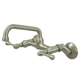 Elements of Design ES3138L Twin Handle Wall Mount Kitchen Faucet, Satin Nickel Finish