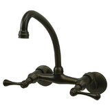 Elements of Design ES3145L Two Handle High Arc Spout Wall Mount Kitchen Faucet, Oil Rubbed Bronze