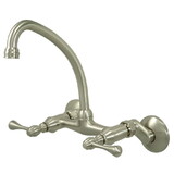 Elements of Design ES3148L Two Handle High Arc Spout Wall Mount Kitchen Faucet, Satin Nickel