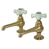 Elements of Design ES3202PX Twin Handle Basin Faucet Set, Polished Brass