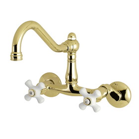Elements of Design ES3222PX 6-Inch Adjustable Center Wall Mount Kitchen Faucet, Polished Brass