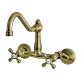 Elements of Design ES3223AX Two Handle Wall Mount Kitchen Faucet, Polished Brass