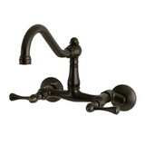 Elements of Design ES3225BL Two Handle Wall Mount Kitchen Faucet, Oil Rubbed Bronze