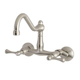 Elements of Design ES3228BL Two Handle Wall Mount Kitchen Faucet, Satin Nickel