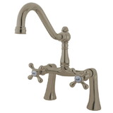 Elements of Design ES3238AX 7-Inch Deck Mount Clawfoot Tub Filler Faucet With Lever Handle, Brushed Nickel