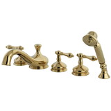 Elements of Design ES33325AL 5-Piece Roman Tub Filler with Hand Shower, Polished Brass