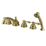 Elements of Design ES33525AL Three Handle Roman Tub Filler with Hand Shower, Polished Brass Finish