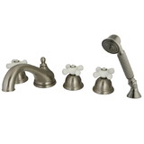 Elements of Design ES33585PX Three Handle Roman Tub Filler with Hand Shower, Satin Nickel Finish