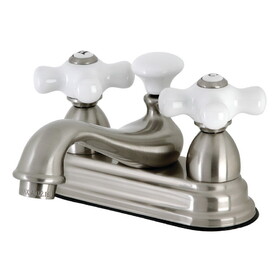 Elements of Design ES3608PX Two Handle 4" Centerset Lavatory Faucet with Brass Pop-up, Satin Nickel