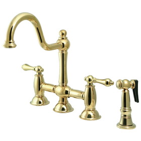 Elements of Design ES3792ALBS 8" Deck Mount Kitchen Faucet with Brass Sprayer, Polished Brass