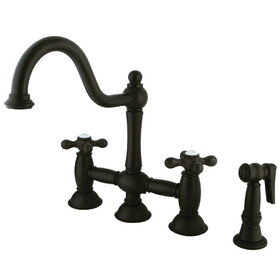 Elements of Design ES3795AXBS 8" Deck Mount Kitchen Faucet with Brass Sprayer, Oil Rubbed Bronze Finish