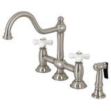 Elements of Design ES3798PXBS 8-Inch Center Kitchen Faucet with Brass Sprayer, Brushed Nickel