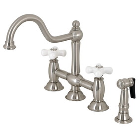 Elements of Design ES3798PXBS 8-Inch Center Kitchen Faucet with Brass Sprayer, Brushed Nickel