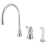 Elements of Design ES3811PL Single Handle Widespread Kitchen Faucet with Non-Metallic Sprayer, Polished Chrome