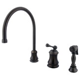 Elements of Design ES3815BLBS Single Handle Widespread Kitchen Faucet with Brass Sprayer, Oil Rubbed Bronze