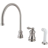 Elements of Design ES3818AL Single Handle Widespread Kitchen Faucet with Non-Metallic Sprayer, Satin Nickel