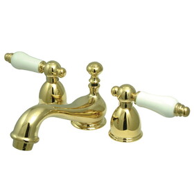 Elements of Design ES3952PL Two Handle 4" to 8" Mini Widespread Lavatory Faucet with Brass Pop-up, Polished Brass