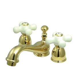 Elements of Design ES3952PX Two Handle 4" to 8" Mini Widespread Lavatory Faucet with Brass Pop-up, Polished Brass