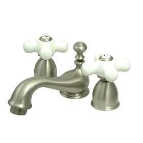 Elements of Design ES3958PX Two Handle 4" to 8" Mini Widespread Lavatory Faucet with Brass Pop-up, Satin Nickel