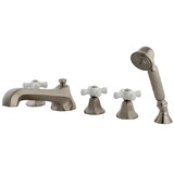Elements of Design ES43085PX Three Handle Roman Tub Filler with Hand Shower, Satin Nickel Finish