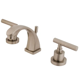 Elements of Design ES4948CML Two Handle 4" to 8" Mini Widespread Lavatory Faucet with Brass Pop-up, Satin Nickel