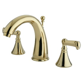 Elements of Design ES5972FL Two Handle 8" to 16" Widespread Lavatory Faucet with Brass Pop-up, Polished Brass