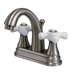 Elements of Design ES7618PX Two Handle 4" Centerset Lavatory Faucet with Brass Pop-up, Satin Nickel