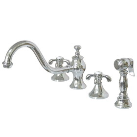 Elements of Design ES7761TXBS Double Handle 8" Widespread Kitchen Faucet with Brass Sprayer, Polished Chrome Finish