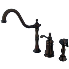 Elements of Design ES7805TPLBS Single Handle Widespread Kitchen Faucet with Brass Sprayer, Oil Rubbed Bronze Finish