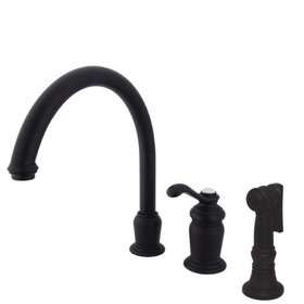 Elements of Design ES7825TLBS Single Handle High Spout Kitchen Faucet with Brass Sprayer, Oil Rubbed Bronze Finish