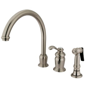 Elements of Design ES7828TLBS Single Handle High Spout Kitchen Faucet with Brass Sprayer, Satin Nickel Finish