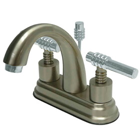 Elements of Design ES8617ML Two Handle 4" Centerset Lavatory Faucet with Brass Pop-up, Satin Nickel/Polished Chrome