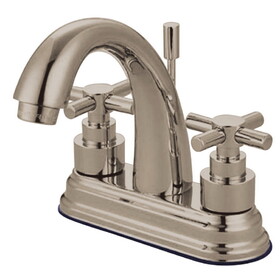 Elements of Design ES8618EX Two Handle 4" Centerset Lavatory Faucet with Brass Pop-up, Satin Nickel