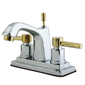 Elements of Design ES8644DL 4-Inch Centerset Lavatory Faucet with Brass Pop-Up, Polished Chrome/Polished Brass