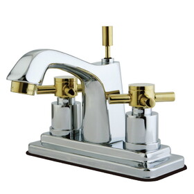 Elements of Design ES8644DX 4-Inch Centerset Lavatory Faucet with Brass Pop-Up, Polished Chrome/Polished Brass
