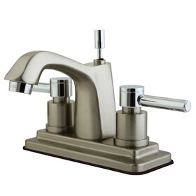 Elements of Design ES8647DL 4-Inch Centerset Lavatory Faucet with Brass Pop-Up, Brushed Nickel/Polished Chrome