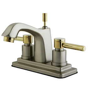 Elements of Design ES8649DL 4-Inch Centerset Lavatory Faucet with Brass Pop-Up, Brushed Nickel/Polished Brass