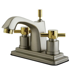 Elements of Design ES8649DX 4-Inch Centerset Lavatory Faucet with Brass Pop-Up, Brushed Nickel/Polished Brass